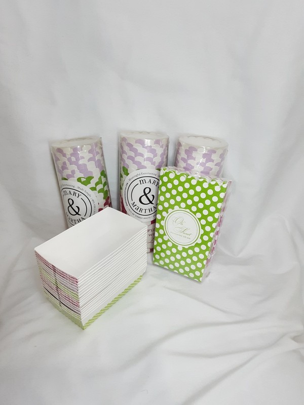 Mary & Martha O Sweet Cups Cupcake Cups, Trays Popcorn Boxes Lot – M3