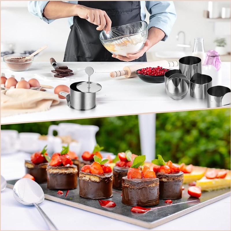 6 Pack Cake Ring Mold, Seamless Stainless Steel Round Mousse Cake Molds, Mous... gallery