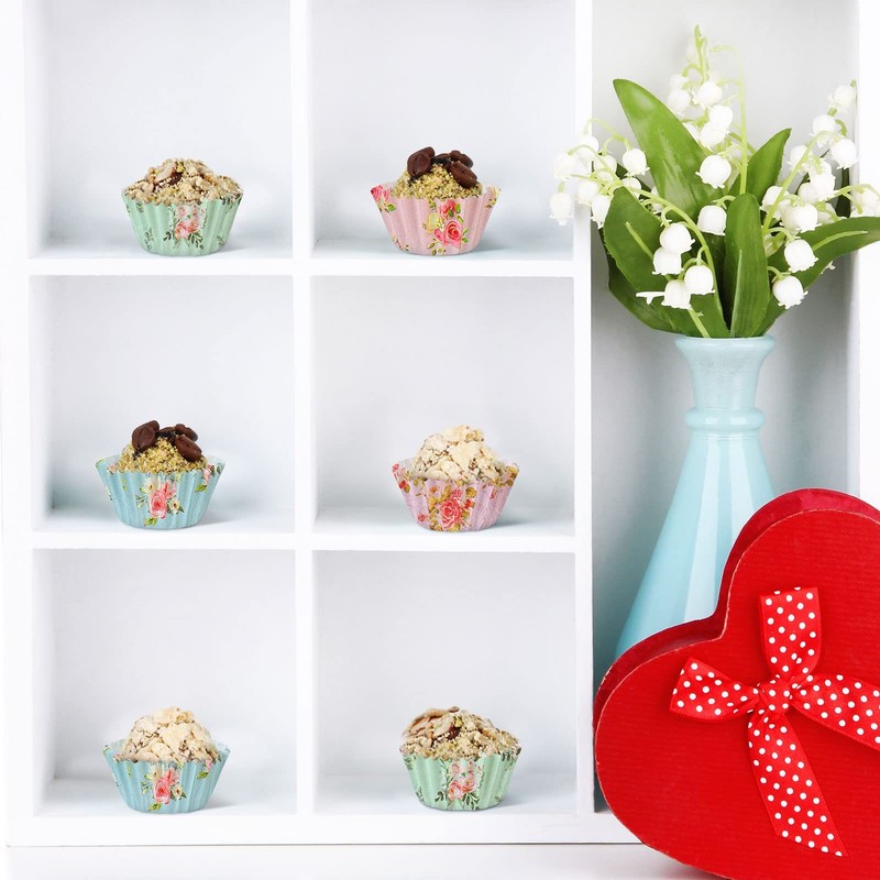 Sunnyray 600 Count Floral Mini Cupcake Liners for Baking Watercolor Flower Sm... gallery
