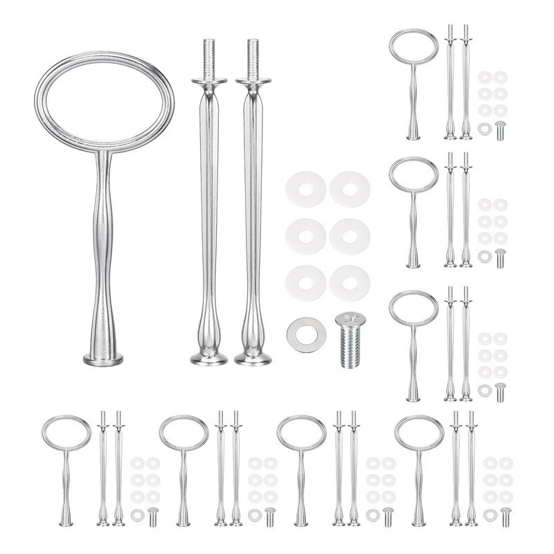 8 Set 3-Tier Cupcake Stand Hardware Fittings for Cake Stand Oval Silver