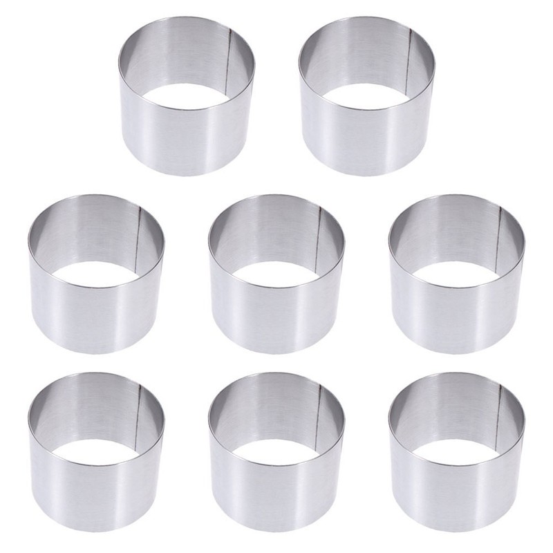 8Pcs Round Cake Mold Set Stainless Steel Non Stick Baking Plates for Kitchen Use gallery