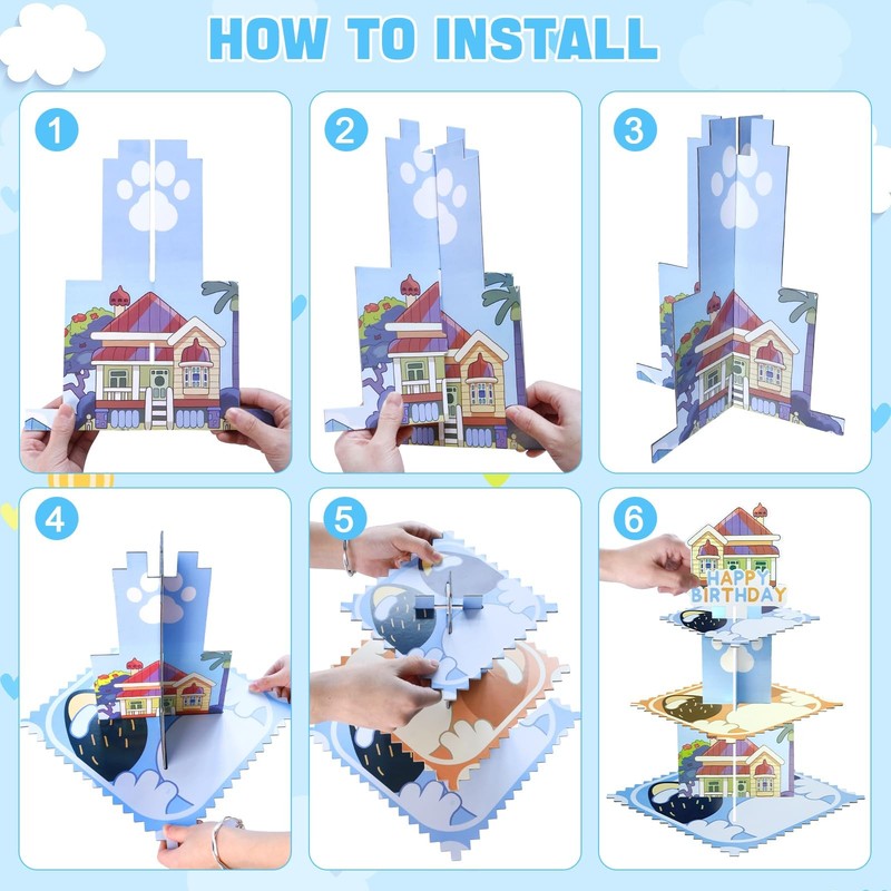 Blue Dog Party Cake Stand 3 Tier Blue Dog Theme Cupcake Stand Dessert Tower H... gallery