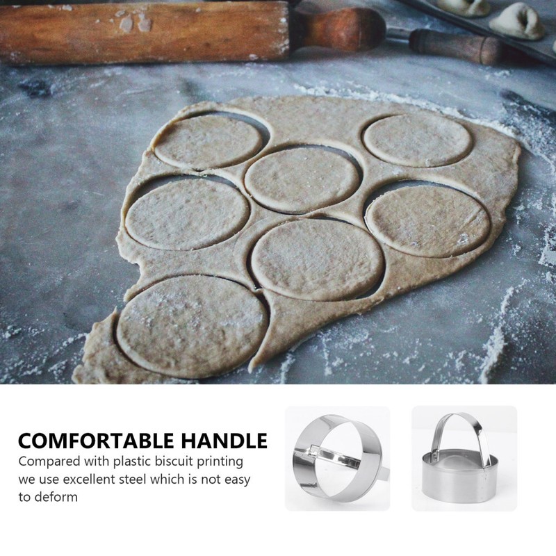 3PCS Round Biscuit Cutters Pastry Dough Cutter with Handle Circle Cookie Cutters gallery