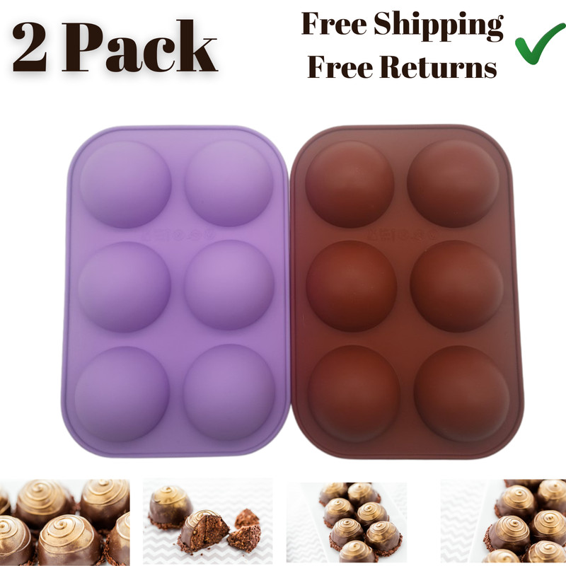 2PK 6 Cups Silicone Cake Mold Hot Chocolate Bombs Mould 2″ Half Ball Sphere