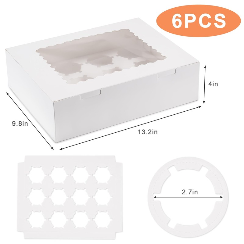 6~Pack Cupcake Boxes with Window, Holds 12 Count Cupcakes gallery