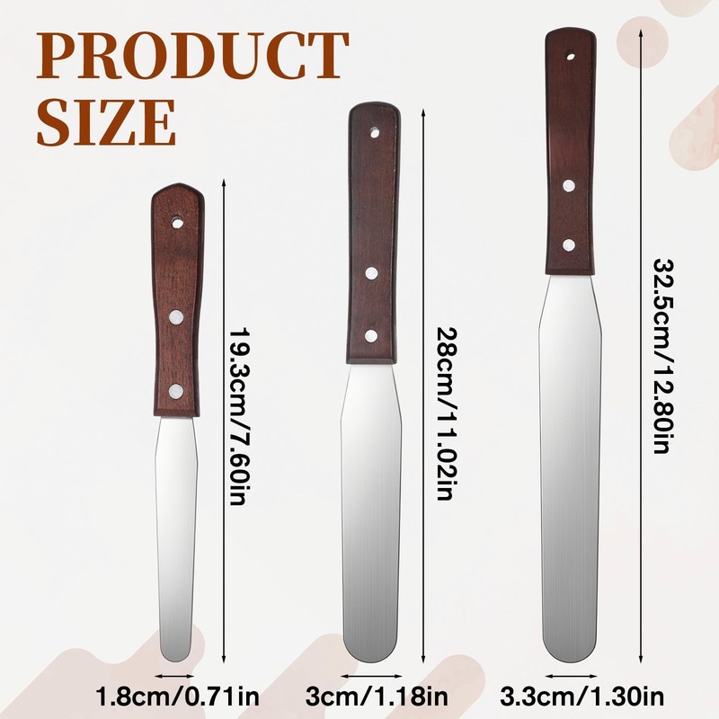 JJUNW 3 Pcs Straight Cake Icing Spatula Set, Stainless Steel Spatula Cake Cre... gallery