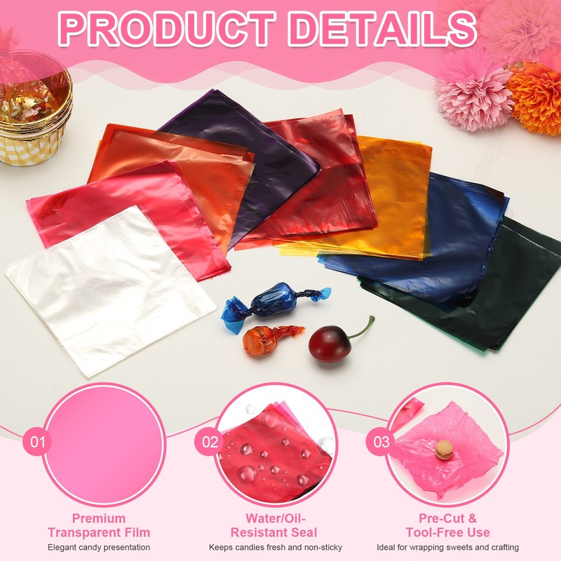 300 Pcs Candy Wrappers, 5 x 5 Inch Chocolate Wrap Paper for Lollipop, Pink gallery