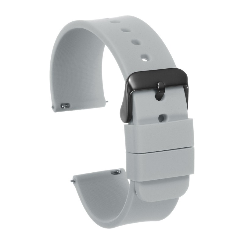 22mm Quick Release Silicone Watch Strap with Black Grey Buckle
