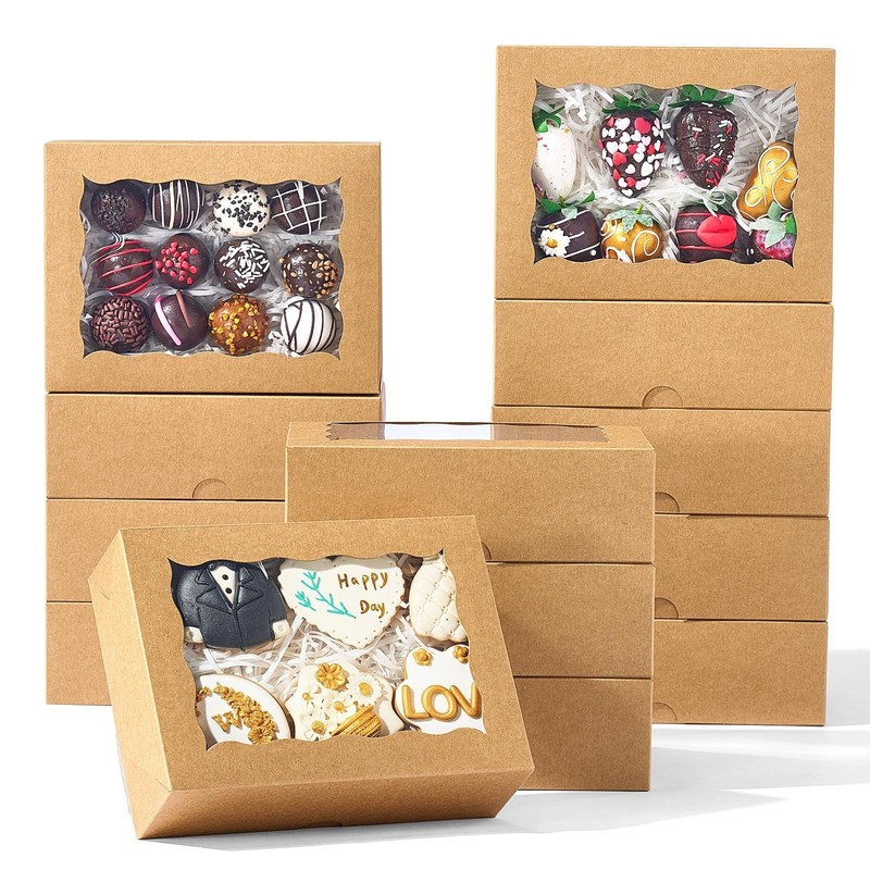 50PCS Bakery Boxes with Window - 8x6x2.5 Inch for Pastries, Treats, Cookies & Mo gallery