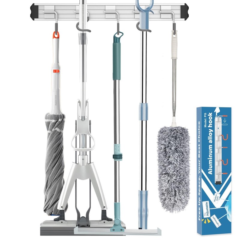 Mop and Broom Holder Wall Mount Garden Tool Rack Organizer, Modern Style,Mova…