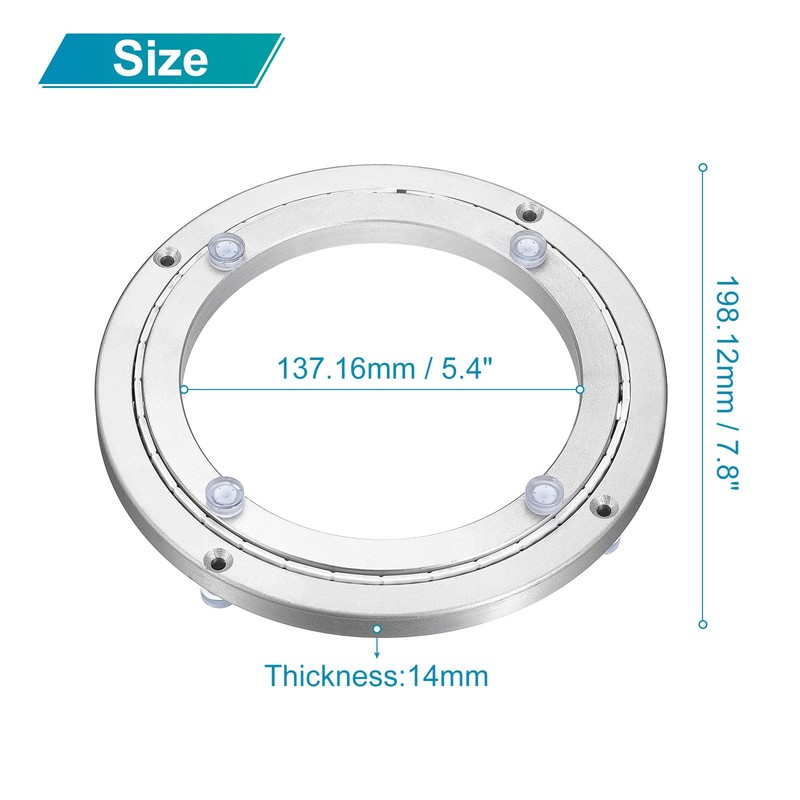 Aluminum Lazy Susan Metal Rotating Turntable 8 Inch Mute for Dining-Table Silver gallery