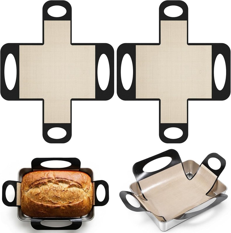 2 Pcs Silicone Bread Loaf Pan Liners Reusable Bread Baking Mat Non-Stick & Heat