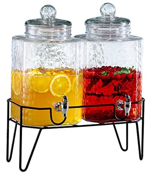 210266-GB 1.5 Gallon Each Glass Beverage Drink Dispensers with Metal Clear gallery