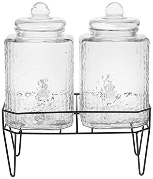 210266-GB 1.5 Gallon Each Glass Beverage Drink Dispensers with Metal Clear gallery