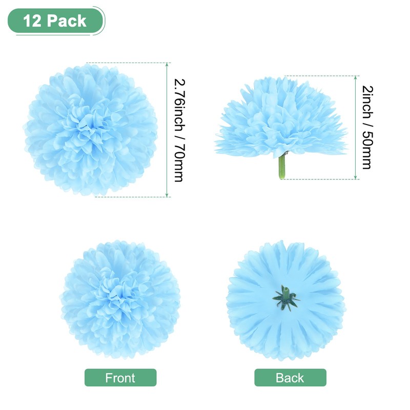 12-Pack Artificial Flower Heads, Light Blue Fake Chrysanthemum Floral for DIY gallery
