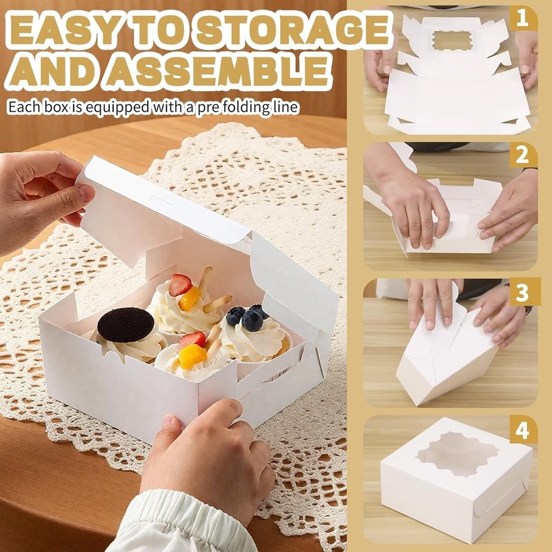 30 cajas de panadería de 6x6x3 pulgadas blancas con ventana para San Valentín gallery