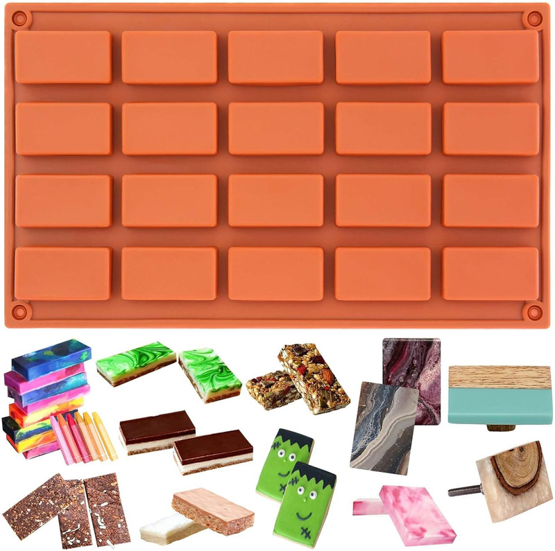 20 Cavities Rectangular Chocolate Candy Bar Silicone Mold Rectangle Soap Cake Pa