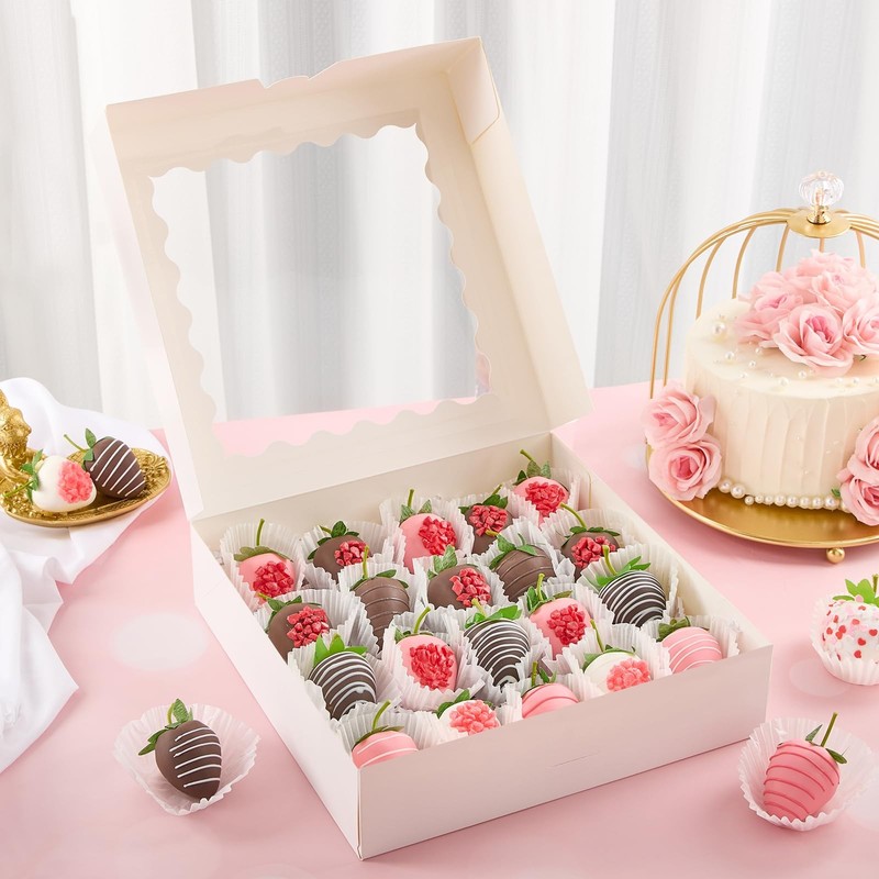 20 PCS Pie Bakery Boxes With Window AutoPopup Cookie Treat 10x10x2.5 Inch gallery