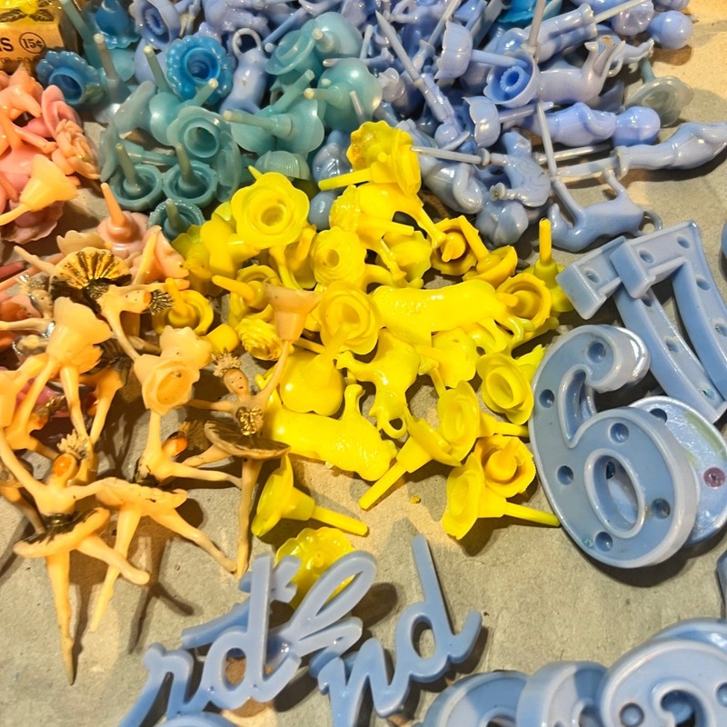 Vintage Mixed Lot Plastic Cake Toppers Numbers Ballerinas Flamingos Multi Color gallery