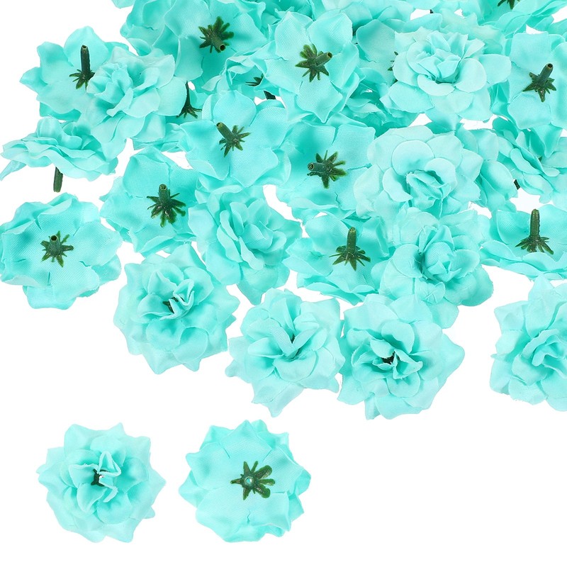 100 Pcs 1.77 Inch Artificial Roses Head Faux Flowers Wedding DIY Lake Blue