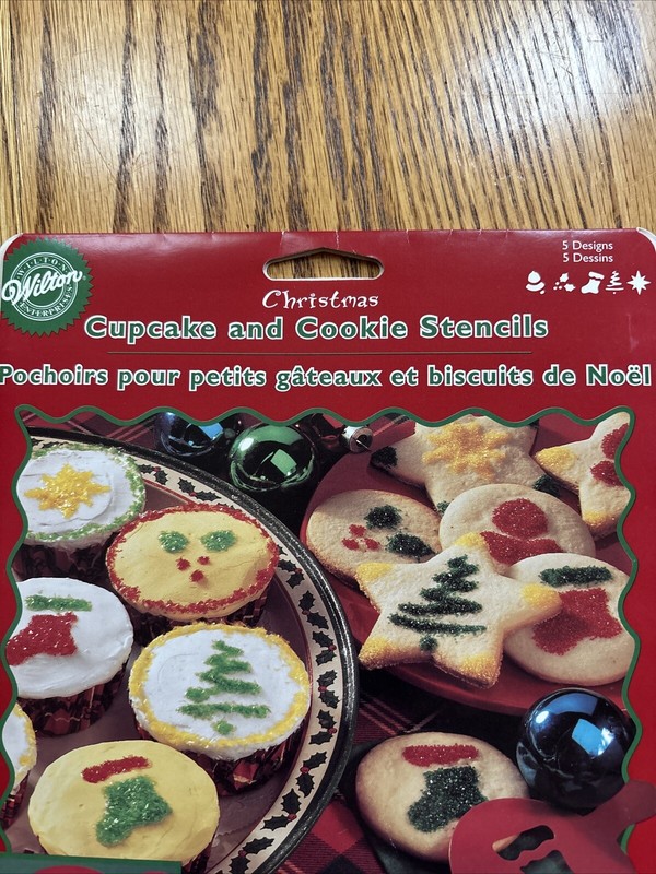 NOS NIP 2000 Wilton Christmas Cupcake and Cookie Stencils Tree Star Stocking NEW gallery