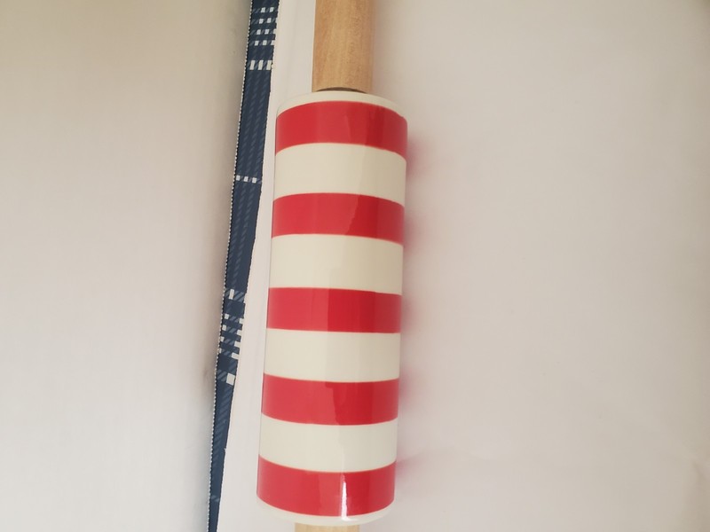 TARGET WONDERSHOP CERAMIC ROLLING PIN RED & WHITE STRIPED WOOD HANDLES BAKING gallery
