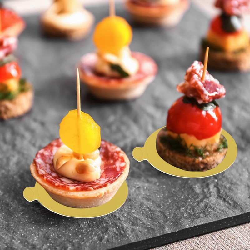 Mini Cake Boards, 3.1 Inch Gold Base Round Cardboard Mousse Base, Paper Cupca... gallery