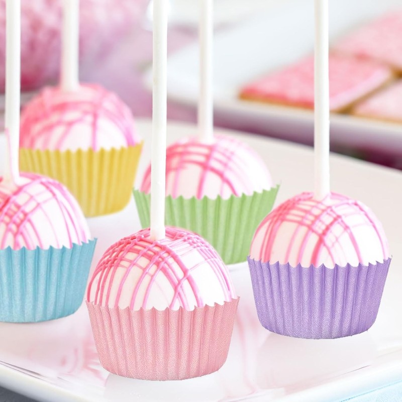 600Pcs Pastel Mini Cupcake Liners Colorful Baking Cups Pink Blue Purple Yellow gallery