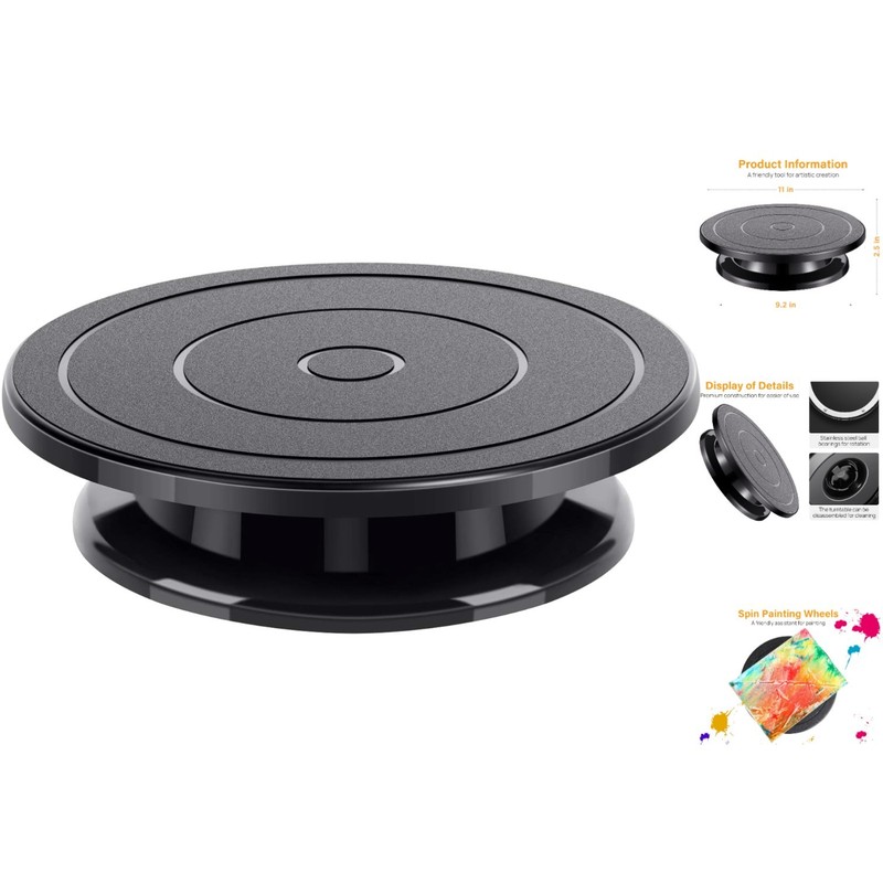 Black 11-Inch Cake Decorating Turntable – Effortless 360-Degree Spin