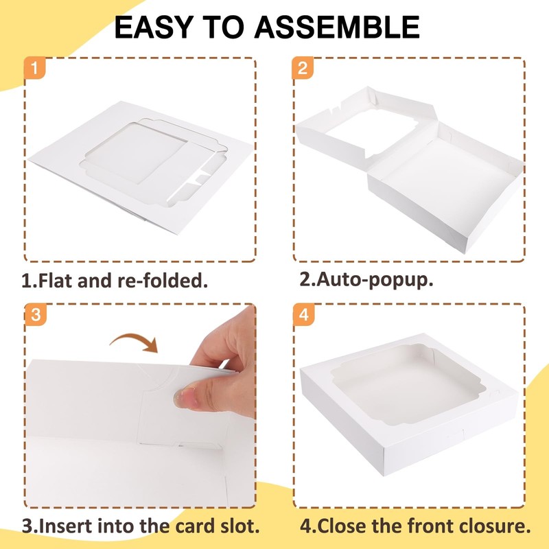 Pie Boxes, 45pcs 10x10x2.5 Inches Bakery Boxes, Auto-Popup Cookie Container w... gallery