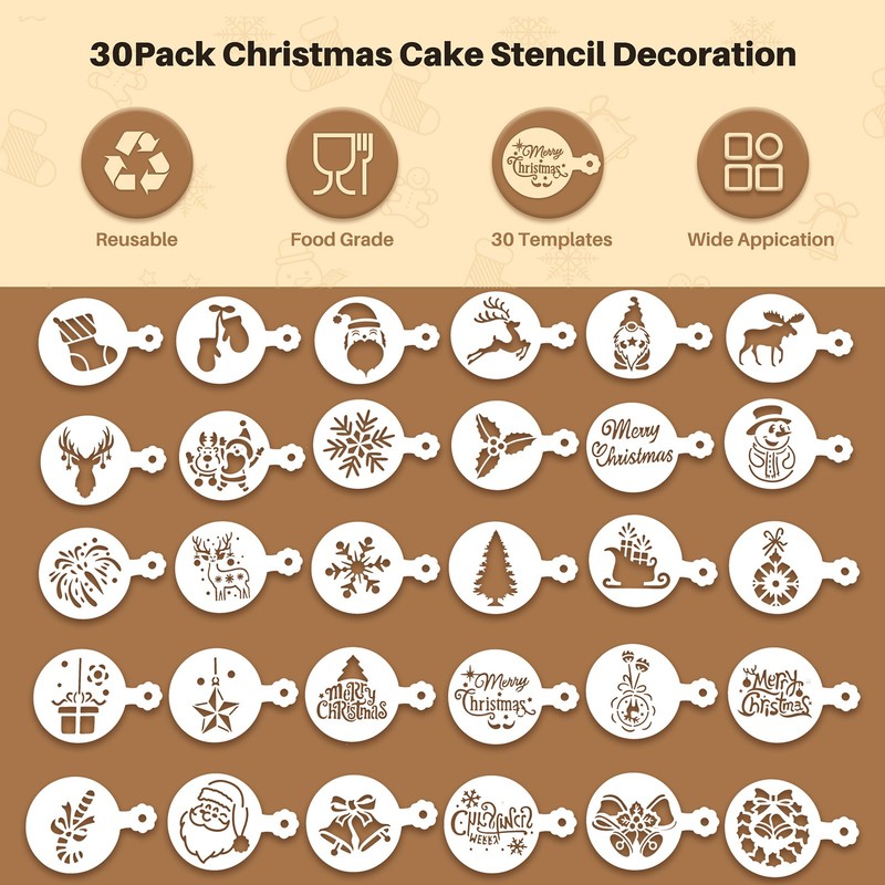 30 Pieces Cookie Stencils Cake Templates Coffee Stencils Reusable Painting8328 gallery