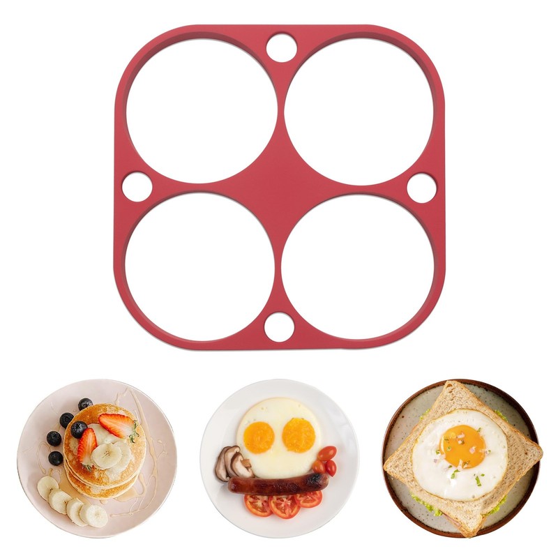 4-Round Silicone Egg Rings for Frying Eggs & Pancake Pancake Shaper Non-Stick…