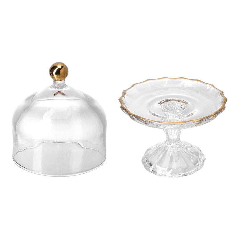 Mini Cake Stand: Glass Cupcake Display Plate With Dome Cover Pedestal Dessert gallery