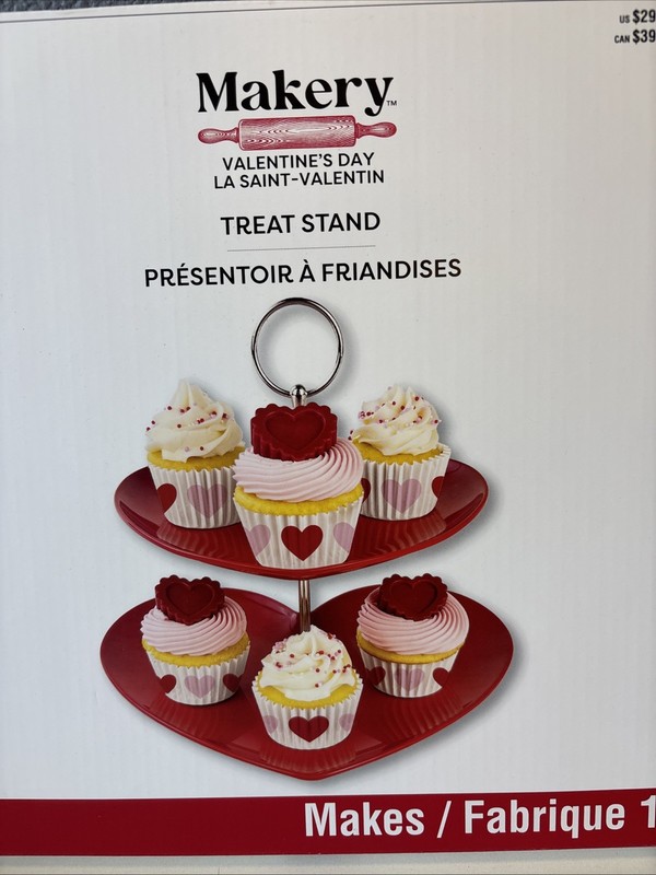 Red Hearts Two Tier Cupcake Treat Stand Makery Valentines Day. New gallery