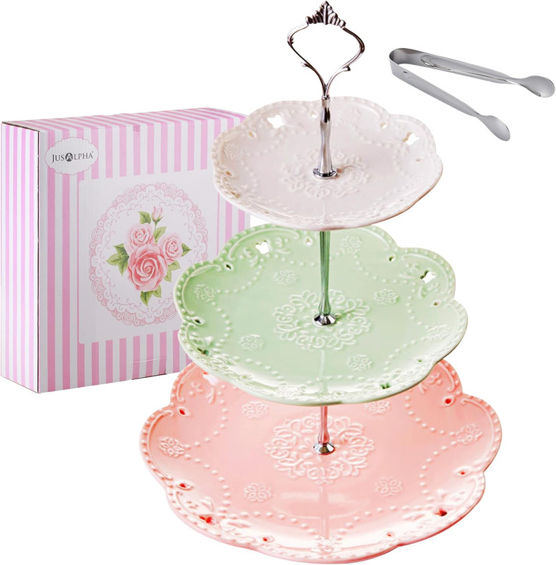 ® 3-Tier Porcelain Cake Stand-Dessert Stand-Cupcake Stand-Tea Party Serving Plat