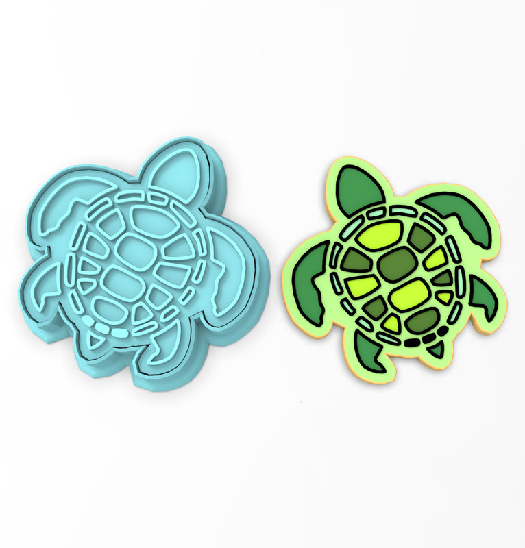 Sea Turtle Cookie Cutter & Stamp | Ocean Tortoise Animal Tortuga Summer Beach