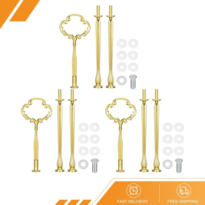 3 Set Cake Tray Stand Handle Plate Hardware Fitting 3-Tier Sunflower Gold