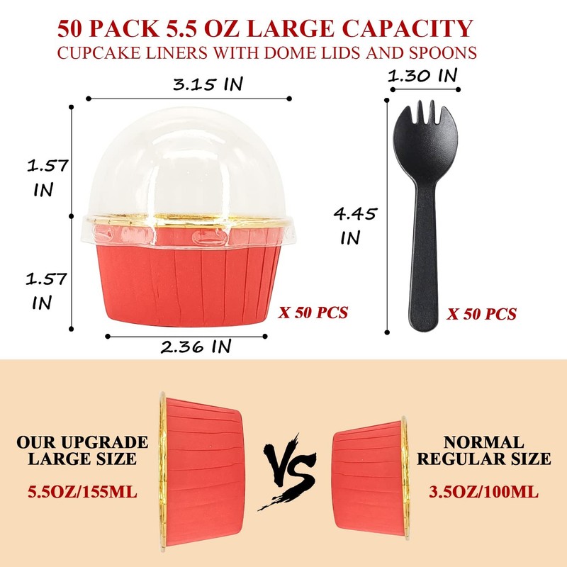 Large Cupcake Liners Baking Cups 50 Pack,5oz Foil Muffin Cups Muffin Tins,Dis... gallery
