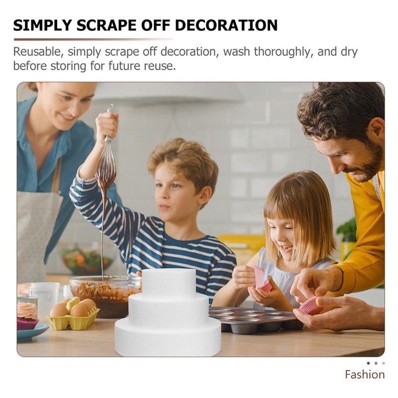 4Pcs White Foam Cake Models Reusable Multi-Function Cake Dummy Set gallery