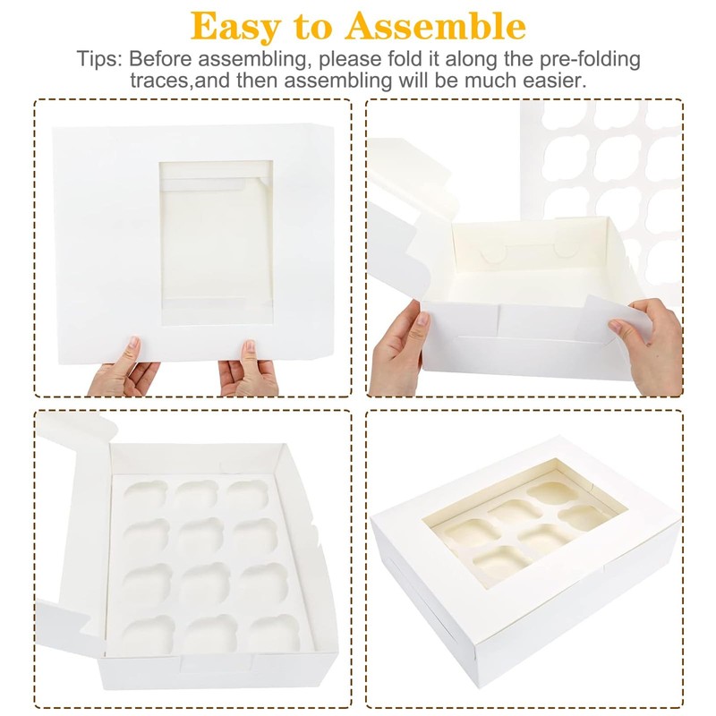 60PCS Cupcake Boxes with Window,Hold 12 Count Graduation Cupcake Containers f... gallery