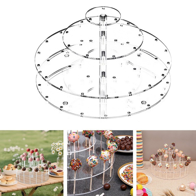 Clear 3 Tier Cake Display Stand Holds 30 Lollipops for Home Entertaining gallery