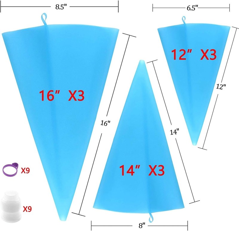 GEMLON Reusable Piping Bags Set – Silicone Pastry Bag, Icing Bag for Cake Dec... gallery