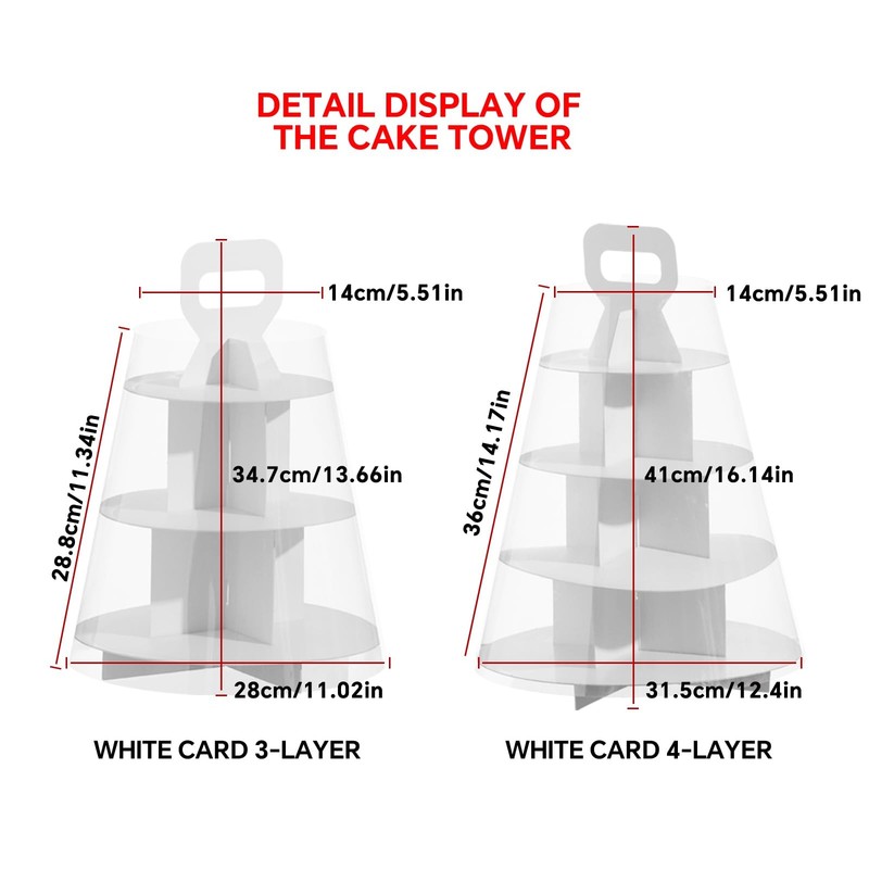 4-Tier Cupcake Stand, 5 Set Cardboard Cupcake Tower with Clear Cover, Dessert... gallery