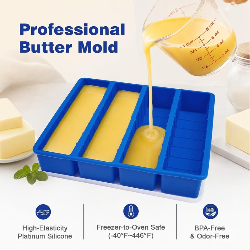 Silicone Butter Molds with Lid & Spatulas, Large Cavity Butter Tray with Tabl... gallery