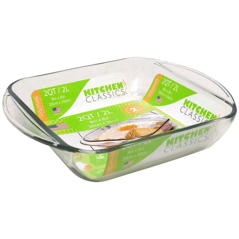 Kitchen Classics Square Baking Dish Crystal Clear 2L 20x20cm Microwave Safe
