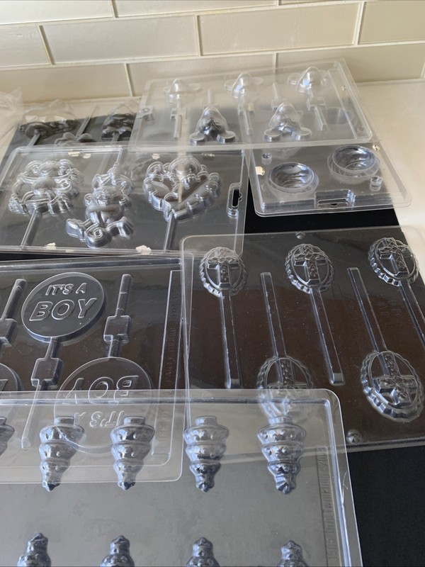 Lot of 19 Vintage Chocolate Candy Molds Christmas Thanksgiving Trains Lollipops
