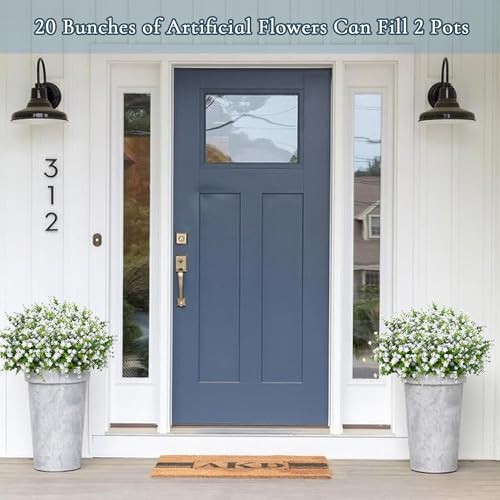 Outdoor Artificial Flowers UV Resistant, 20 Bundles Fake Realistic White gallery