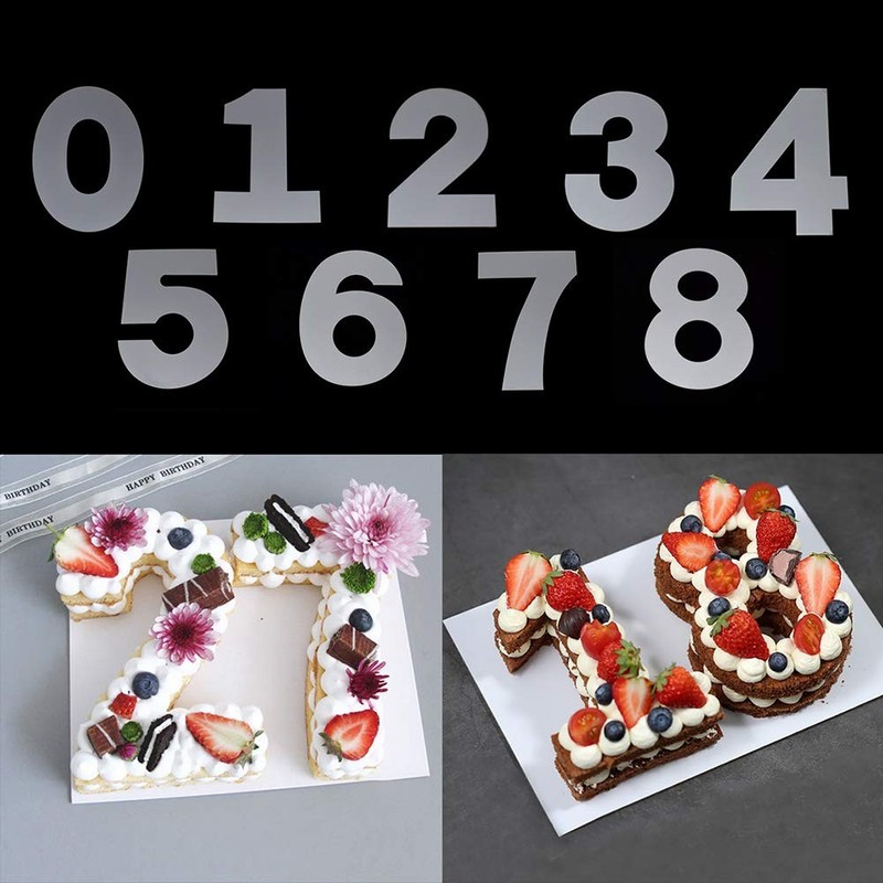 RAYNAG Cake Stencils (0-8 Number) Flat Plastic Mold Numerical Templates Cutti…