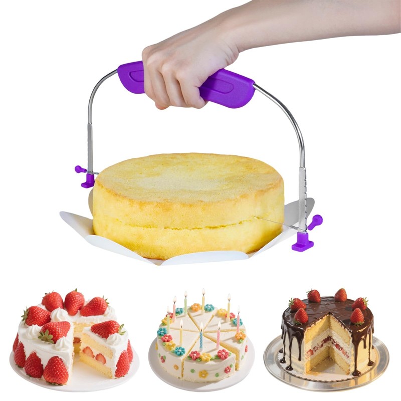YAMHOHO Adjustable Cake LevCake Cutter Slicer Leveler, 9 10", Purple gallery