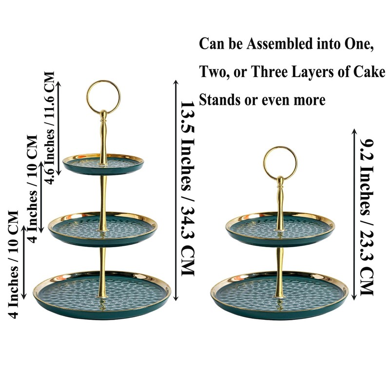 4 PCS 13.5 Inch 3Tier Gold Round Metal Cake Tray Stand Handle Center Rod gallery